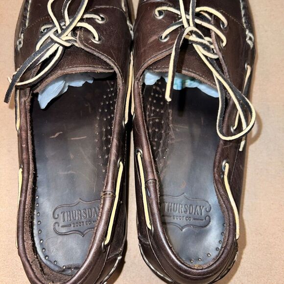 Thursday Boot Co. Handsewn Loafer Men 12.5 Hickory Leather Boat Moccasin Slip on main image 8